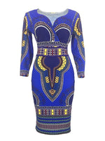 Load image into Gallery viewer, Women&#39;s African Ethnic Style 3/4-Sleeve V-Neck Dress
