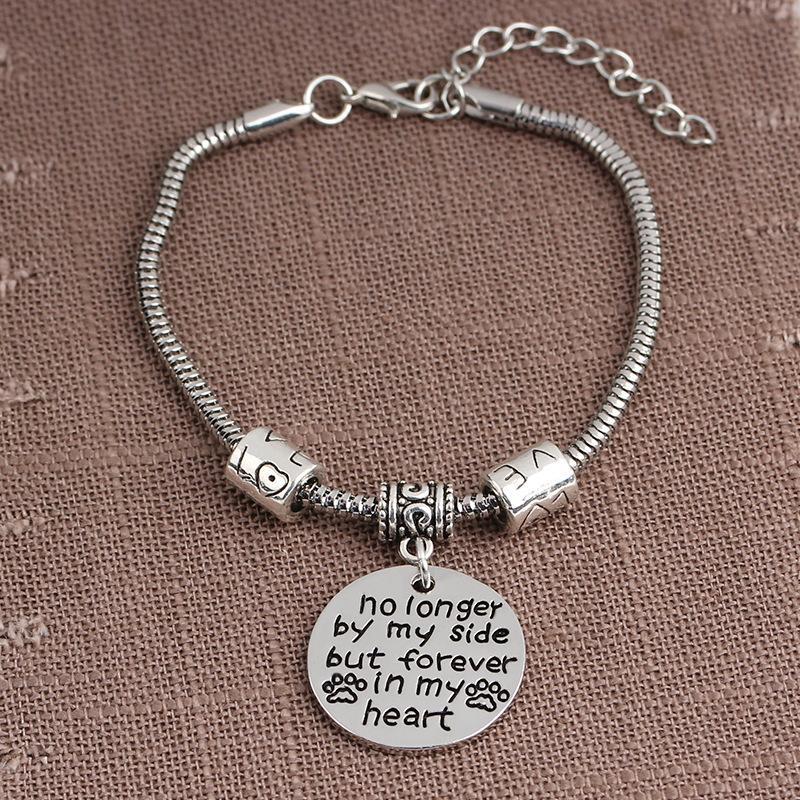 Casual"no longer by my side but forever in my heart"dog paw bracelet