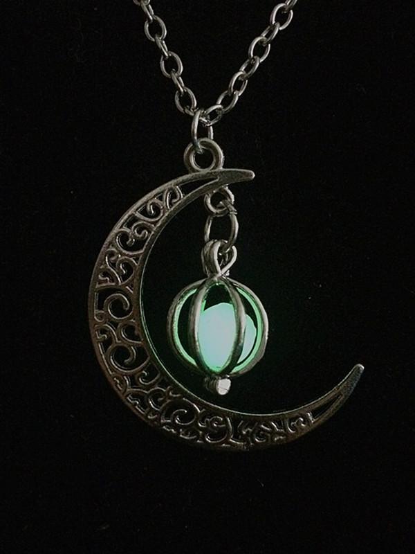 4 colors luminous beads moon pumpkin necklace moon pendant luminous necklace