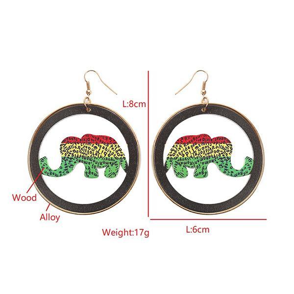 Map hollow wooden big earrings