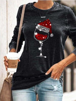 Load image into Gallery viewer, Women&#39;s Christmas Wine Glass Print Sweatshirt
