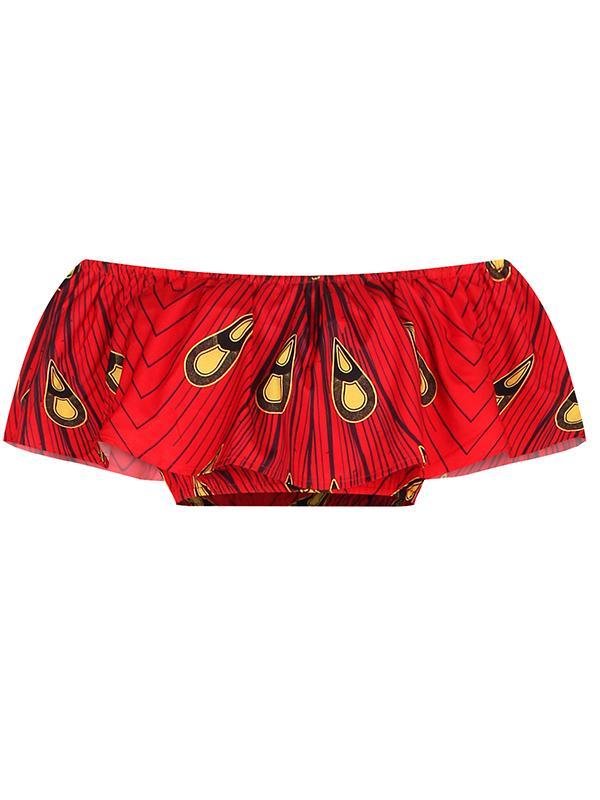 Fashion African Print Slotted Neck Top Split Long Skirt Two Piece Set