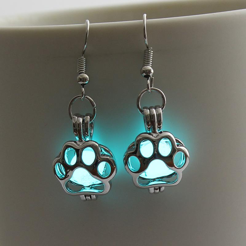 Personalized Hollow Multicolor Luminous Dog Paw Earrings
