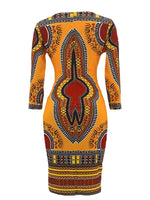 Load image into Gallery viewer, Women&#39;s African Ethnic Style 3/4-Sleeve V-Neck Dress
