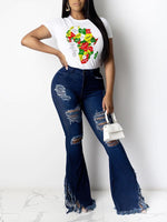 Load image into Gallery viewer, Casual print map crew neck T-shirt
