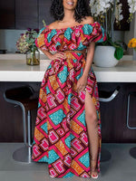 Load image into Gallery viewer, Women&#39;s Fashion Word Shoulder Ethnic Print Two-piece Set
