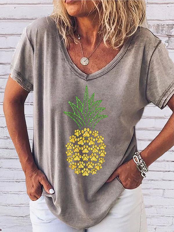 Dog's Paw Print Pineapple T-shirts