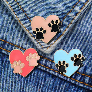 Animal Lovers Footprint Enamel Jacket Denim Brooch