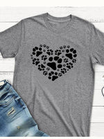 Load image into Gallery viewer, Casual love dog paw print T-shirt
