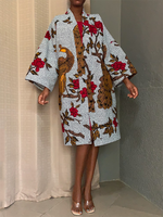 Load image into Gallery viewer, Ethnic print loose long sleeve trench coat
