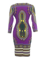 Load image into Gallery viewer, Women&#39;s African Ethnic Style 3/4-Sleeve V-Neck Dress
